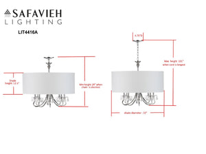 Safavieh Krista 8 Light Chrome 32 Inch Dia Adjustable Pendant Chrome LIT4416A