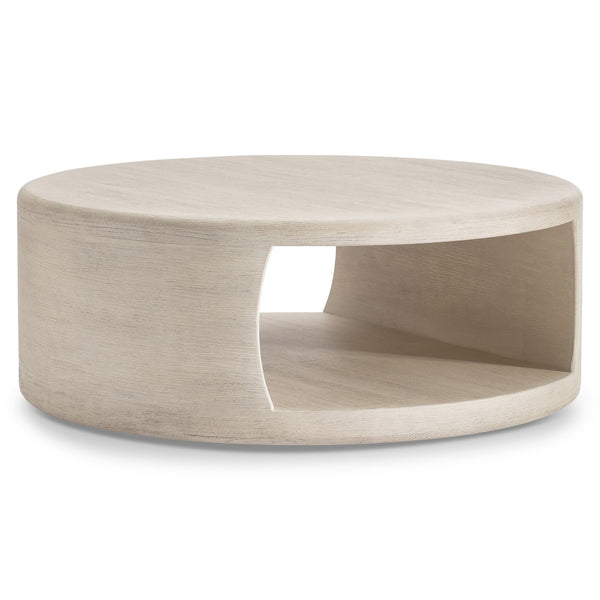 Bernhardt Bernhardt Lucerne Round Resin Cocktail Table with Wood Grain Texture and Casters 393014