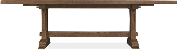 Hooker Furniture Driftwood Rectangle Dining Table With Buckboard Finish, Double Pedestal Base, Extends To 126" Medium Wood 6820-75200-85