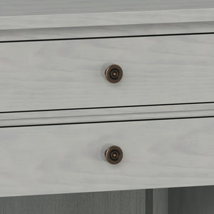 English Elm Carlton Handcrafted Fog Grey Bedside Table With Storage Drawers And Antique Bronze Accents B136P158574