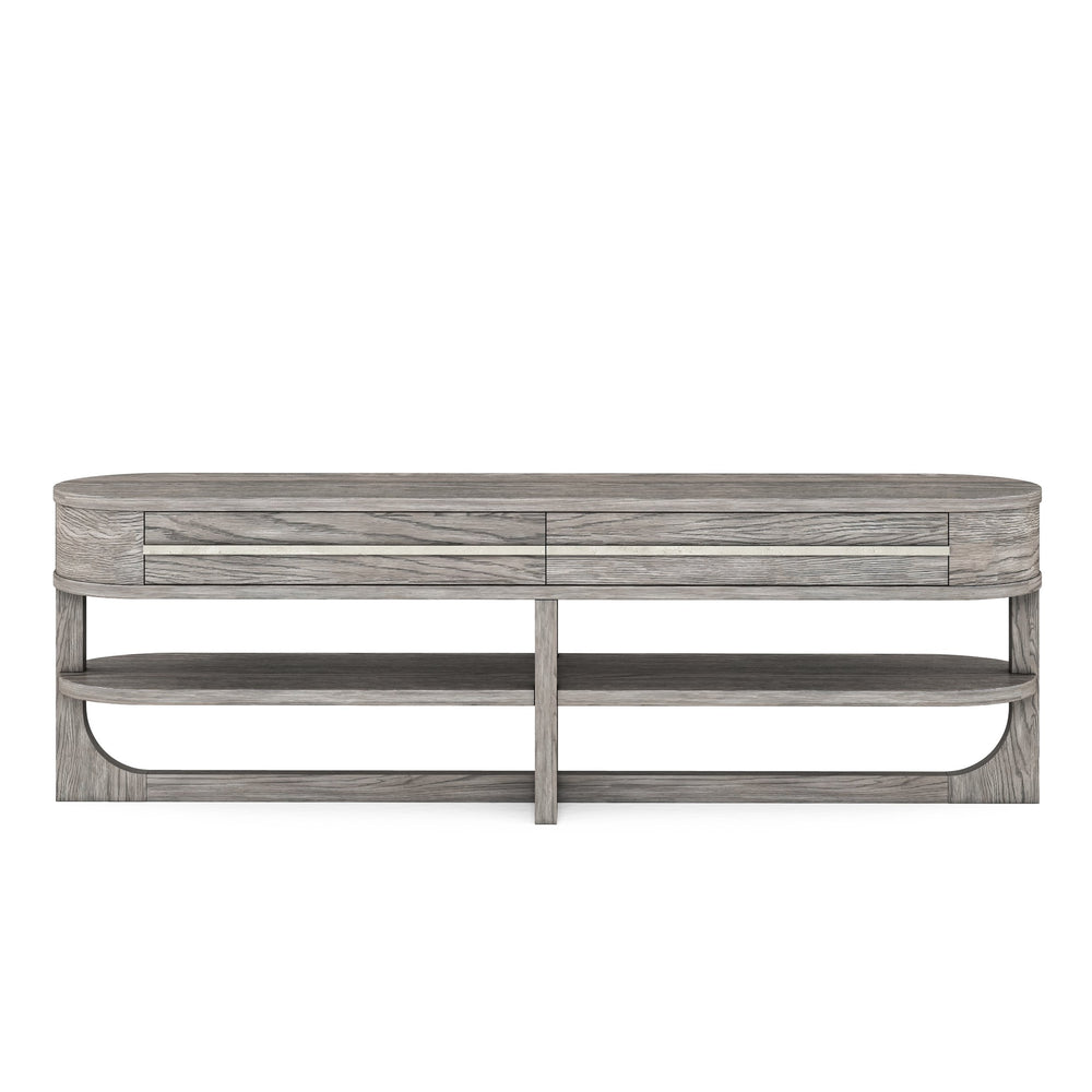 A.R.T. Furniture Vault Entertainment Console - New Traditional Mink Finish With Spacious Drawers & Stylish Shelf Design Gray Parawood Solids,White Oak Veneers 285422-2354