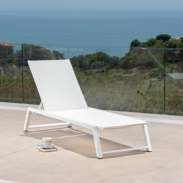 English Elm Myers Outdoor Aluminum Mesh Chaise Lounge Adjustable Poolside Reclining Chair 61407.00WWHI