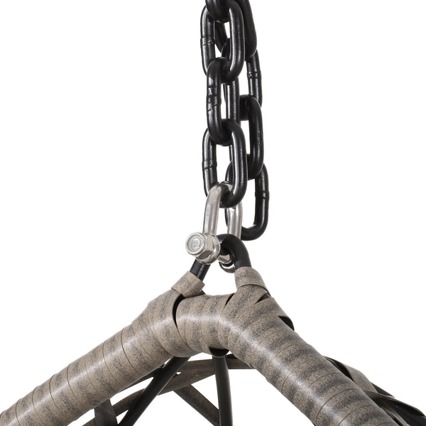 English Elm Marlin Wicker Hanging Egg Chair Teardrop Cocoon Seat for Patio or Sunroom 54672.00BSKGRY-62075.00HNGBLK
