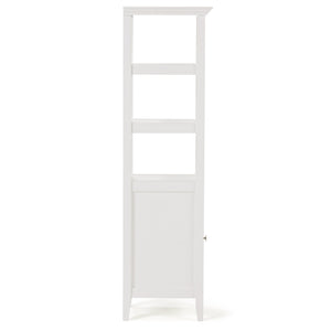 English Elm Acadian Bath Storage Tower – Sleek Pure White Cabinet With Adjustable Shelves For Modern Spaces B136P158499