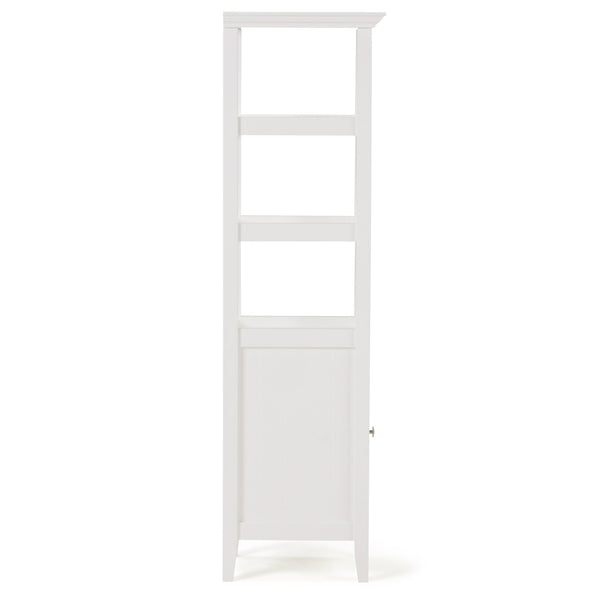 English Elm Acadian Bath Storage Tower – Sleek Pure White Cabinet With Adjustable Shelves For Modern Spaces B136P158499