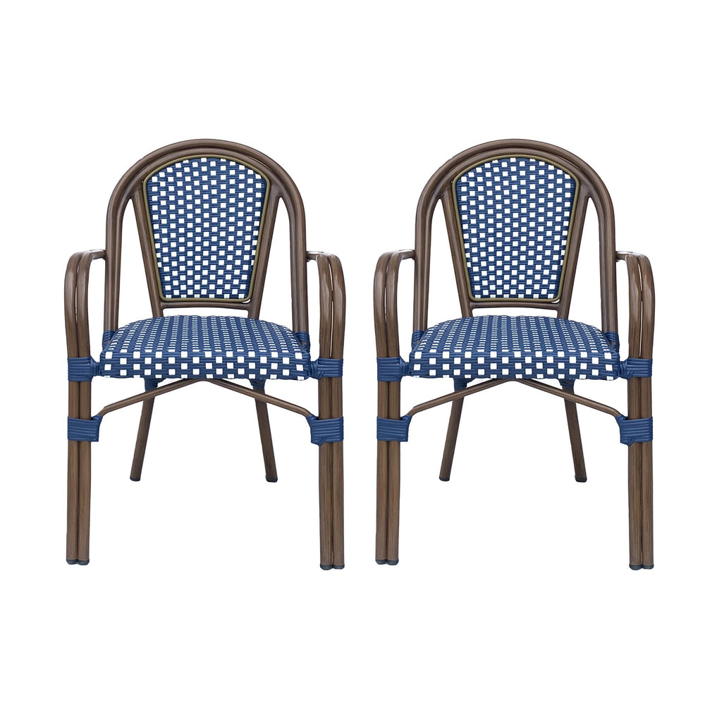 English Elm Bistro Wicker Outdoor Dining Chairs Set of Two with Rust Resistant Aluminum Frame Patio 72905.00NVY