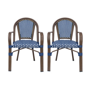 English Elm Bistro Wicker Outdoor Dining Chairs Set of Two with Rust Resistant Aluminum Frame Patio 72905.00NVY