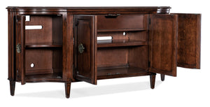 Hooker Furniture Charleston Maraschino Cherry Four-Door Buffet With Maple Inlay, Felt Silverware Tray & Antique Pulls 6750-75900-85