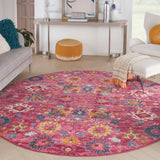 Nourison Passion PSN01 Machine Made Power-loomed Borderless Design Indoor Only Bohemian Transitional Rug Fuchsia, Pink 100% Polypropylene 99446809049