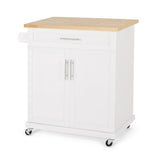 Christopher Knight Home® - Noble House - Batavia Contemporary Kitchen Cart with Wheels