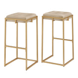 Homelegance By Top-Line Piper Gold Finish Velvet Button Tufted 29" Bar Height Stools (Set of 2) Beige Engineered Wood