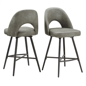 Homelegance By Top-Line Amala Metal Swivel 24" Counter Height Stools (Set of 2) Light Grey Engineered Wood