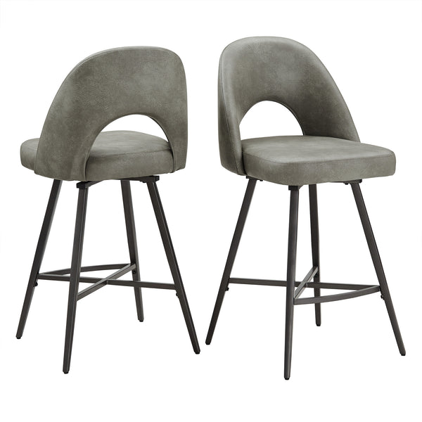 Homelegance By Top-Line Amala Metal Swivel 24" Counter Height Stools (Set of 2) Light Grey Engineered Wood