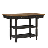 Homelegance By Top-Line Matthieu Two-Tone Antique Kitchen Island Buffet Black Rubberwood