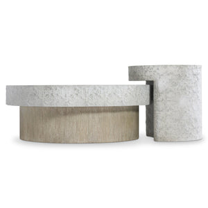 Bernhardt Bernhardt Pincio Cocktail Table With Millstone Faux Stone Top & Wirebrushed Oak Plinth On Casters 549019