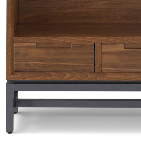 English Elm Banting Mid-Century Bookcase - Stylish Walnut Veneer With Adjustable Shelves & Industrial Frame B136P158467