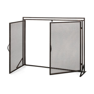 English Elm Christopher Knight Home® - FIREPLACE Samantha Iron Screen with Matte Finish, Handcrafted Mesh Guard, Dual Doors & Sleek Frame Black+Gold 67721.00BBGLD