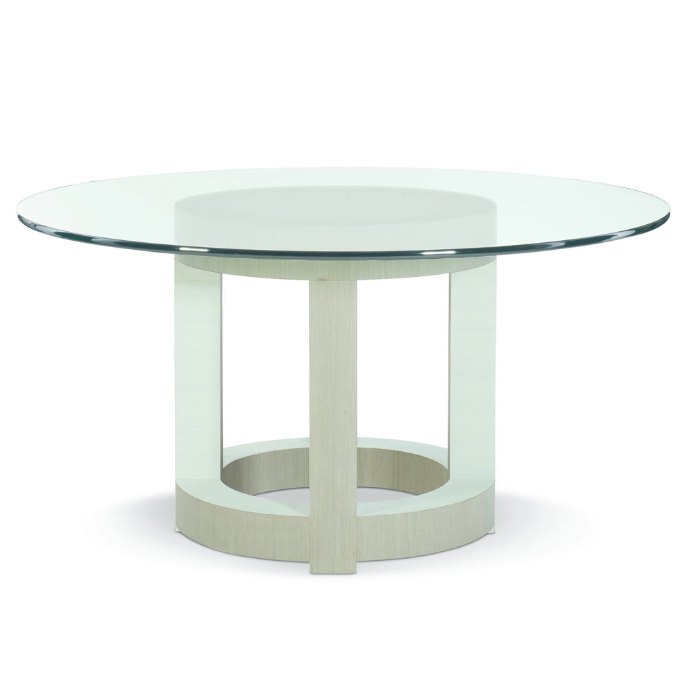 Bernhardt Bernhardt Glam Transitional 54" Round Dining Table With Tempered Glass Top & Open Circular Base K1155