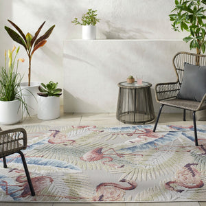 Livabliss Lakeside Polypropylene Indoor Outdoor Area Rug Turkey Woven Medium Pile Patio Floor Light Slate, Cr 5'3" x 7' LKD2303-537