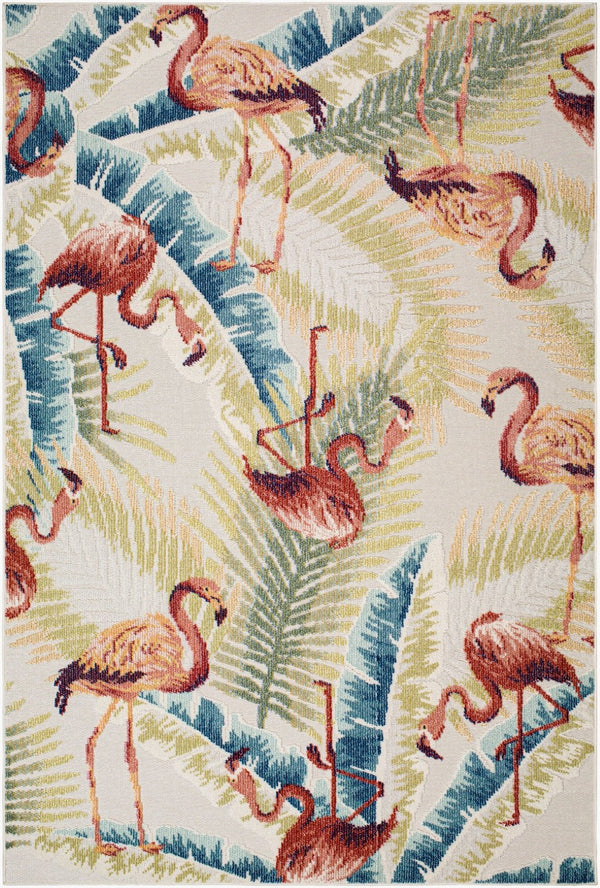 Livabliss Lakeside Polypropylene Indoor Outdoor Area Rug Turkey Woven Medium Pile Patio Floor Light Slate, Cr 5'3" x 7' LKD2303-537