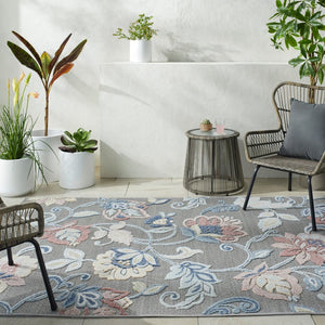 Livabliss Lakeside Geometric Polypropylene Area Rug Turkish Woven for Entryways and Accent Spaces Gray, Rust 5'3" x 7' LKD2313-537