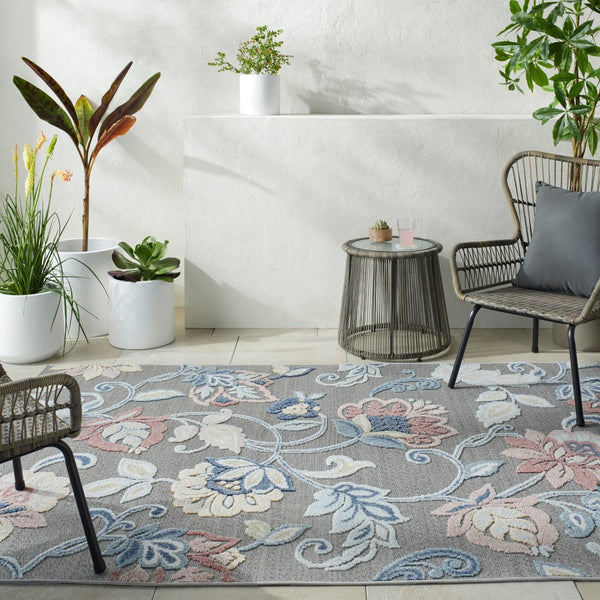 Livabliss Lakeside Geometric Polypropylene Area Rug Turkish Woven for Entryways and Accent Spaces Gray, Rust 5'3" x 7' LKD2313-537