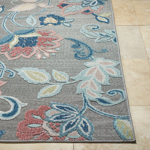Livabliss Lakeside Geometric Polypropylene Area Rug Turkish Woven for Entryways and Accent Spaces Gray, Rust 5'3" x 7' LKD2313-537