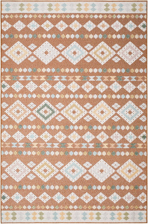 Livabliss Lakeside Polypropylene Indoor Outdoor Area Rug Turkish Woven Classic Pattern Medium Pile Rust, Cream 5'3" x 7' LKD2315-537