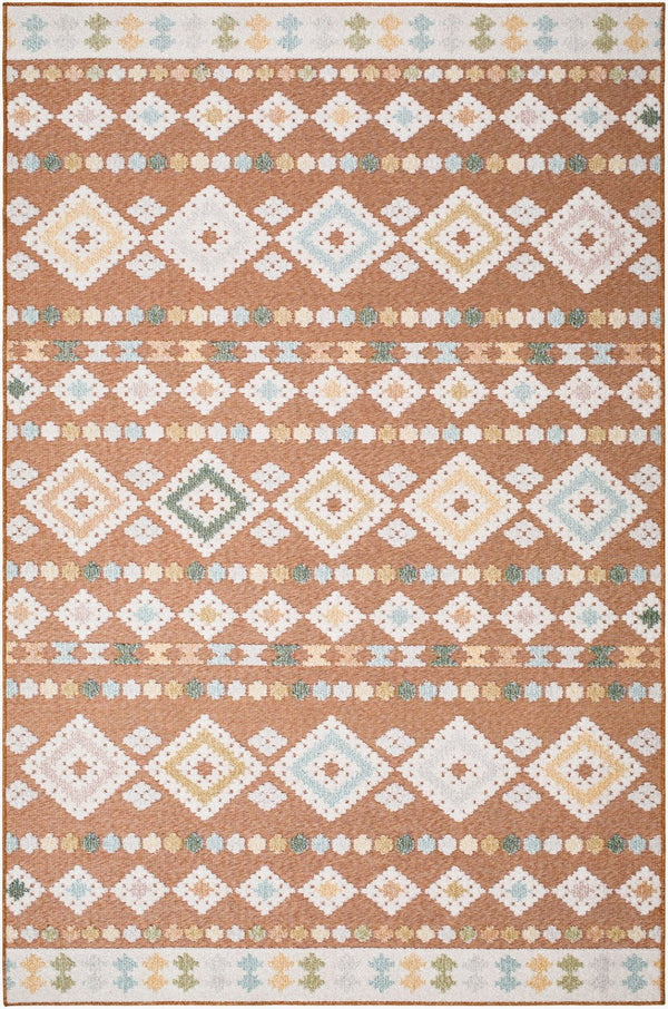Livabliss Lakeside Polypropylene Indoor Outdoor Area Rug Turkish Woven Classic Pattern Medium Pile Rust, Cream 5'3" x 7' LKD2315-537