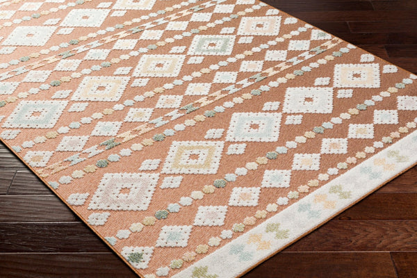 Livabliss Lakeside Polypropylene Indoor Outdoor Area Rug Turkish Woven Classic Pattern Medium Pile Rust, Cream 5'3" x 7' LKD2315-537