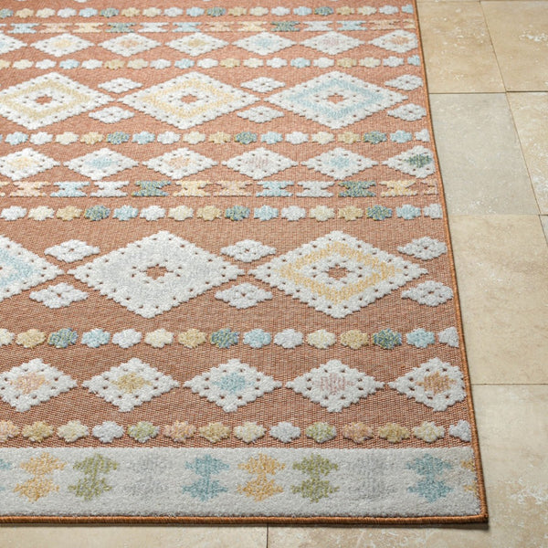 Livabliss Lakeside Polypropylene Indoor Outdoor Area Rug Turkish Woven Classic Pattern Medium Pile Rust, Cream 5'3" x 7' LKD2315-537