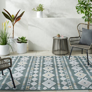 Livabliss Lakeside Machine Woven Polypropylene Rug for Indoor Outdoor Patio Living Room Use Medium Green, B 7'10" x 10' LKD2316-71010