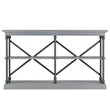 Homelegance By Top-Line Miranda Cornice Iron and Wood Entryway Console Table Grey Wood