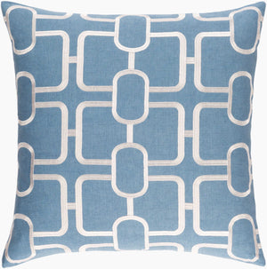 Surya Lockhart 18"X18" Durable Accent Pillow - Modern Woven Design For Charming Home Decor, India Made Blue Linen,Cotton,Linen,Cotton Lkh003-2222d