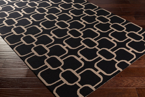 Surya Lockhart Lkh-9000 2'6" X 8' Hand-hooked Wool Rug - Modern Decor, Durable, Low Pile, Easy Care & Clean! Black Wool Lkh9002-46