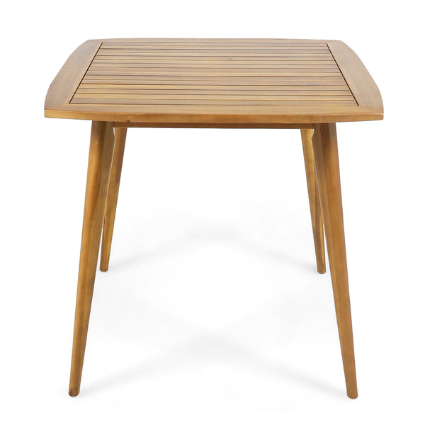 English Elm Indoor Solid Acacia Square Dining Table Mid-century Tapered Legs Teak Finish 63258.00
