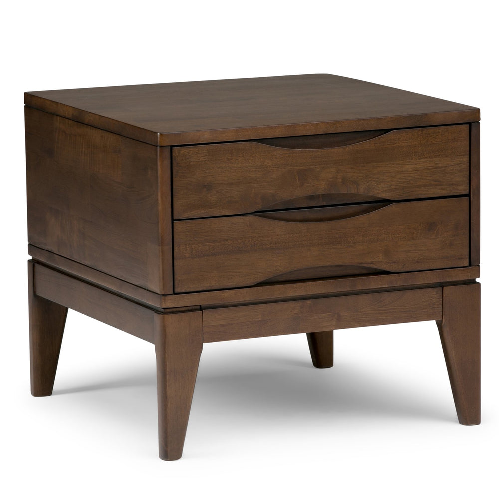 English Elm Harper End Table - Mid-Century Modern Walnut Brown With Storage Drawers For Versatile Living Spaces B136P158161