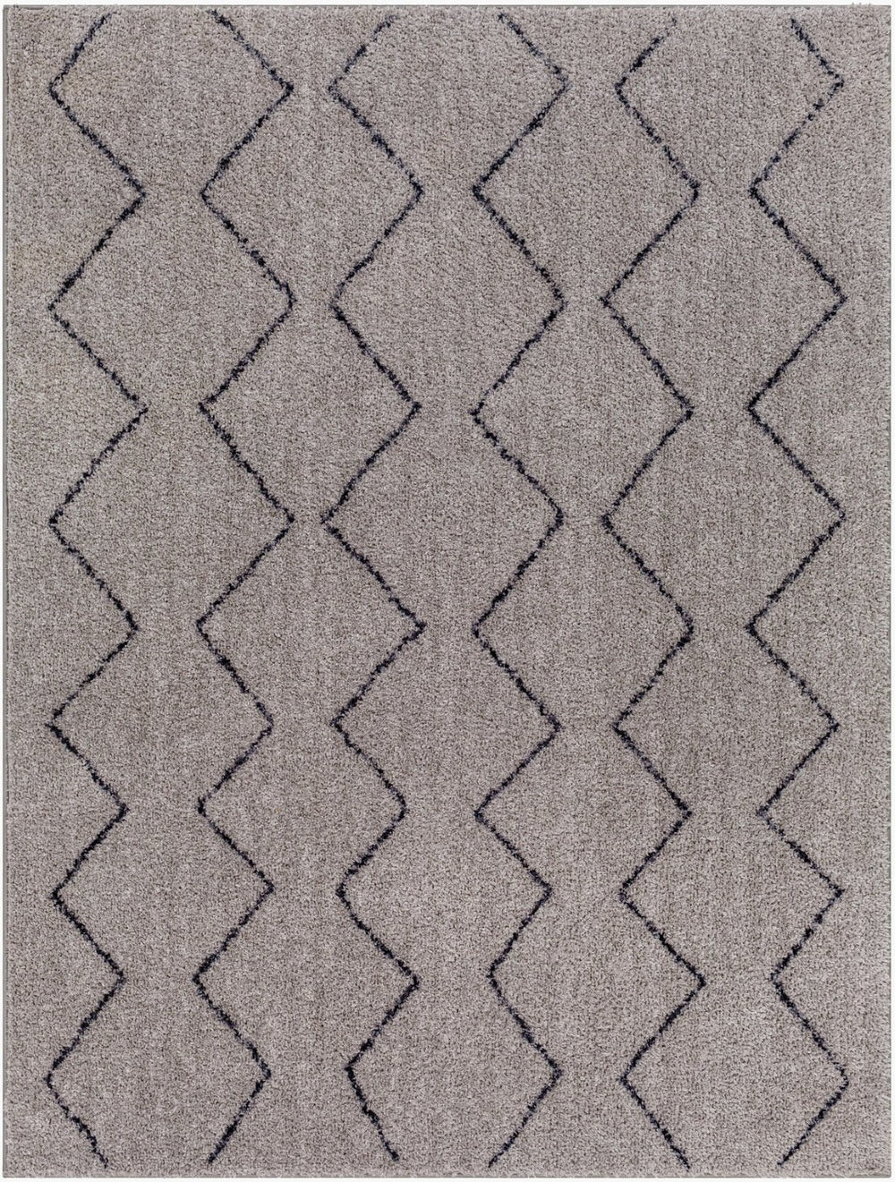 Livabliss Lykke Global Inspired High Pile Polyester Area Rug for Bedroom or Reading Nook Light Gray, Bla 2'7" x 4' LKK2304-274