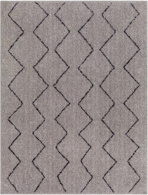 Livabliss Lykke Global Inspired High Pile Polyester Area Rug for Bedroom or Reading Nook Light Gray, Bla 2'7" x 4' LKK2304-274