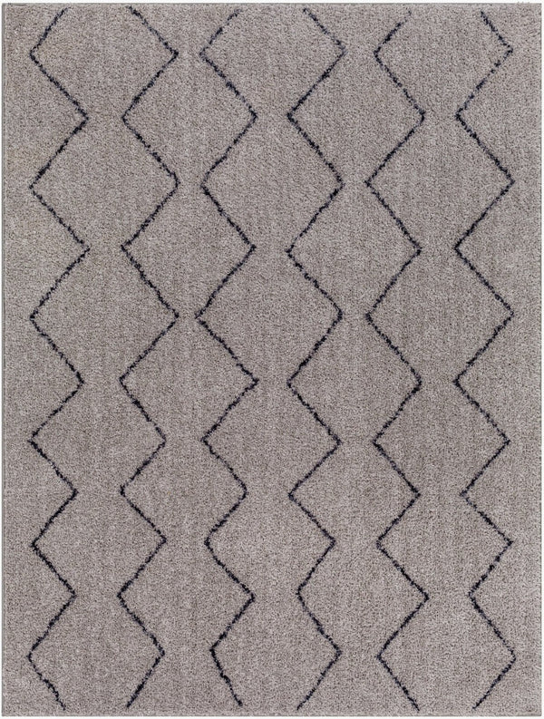Livabliss Lykke Global Inspired High Pile Polyester Area Rug for Bedroom or Reading Nook Light Gray, Bla 2'7" x 4' LKK2304-274