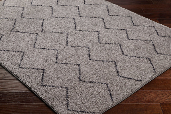 Livabliss Lykke Global Inspired High Pile Polyester Area Rug for Bedroom or Reading Nook Light Gray, Bla 2'7" x 4' LKK2304-274