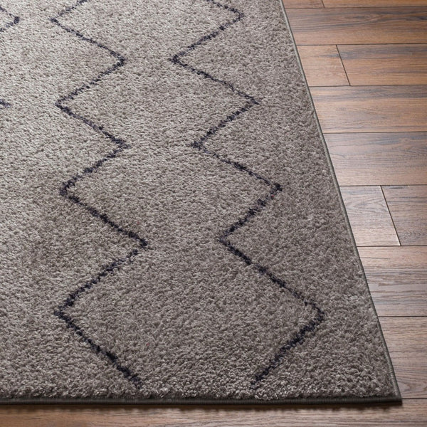 Livabliss Lykke Global Inspired High Pile Polyester Area Rug for Bedroom or Reading Nook Light Gray, Bla 2'7" x 4' LKK2304-274
