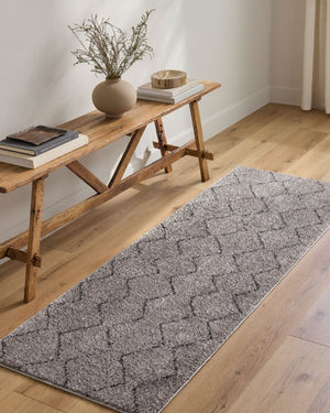 Livabliss Lykke Global Inspired High Pile Polyester Area Rug for Bedroom or Reading Nook Light Gray, Bla 2'7" x 4' LKK2304-274