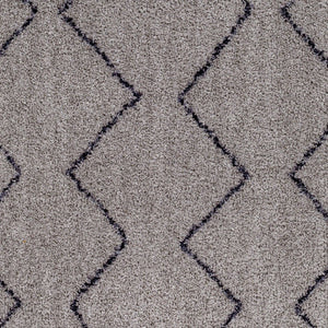 Livabliss Lykke Global Inspired High Pile Polyester Area Rug for Bedroom or Reading Nook Light Gray, Bla 2'7" x 4' LKK2304-274