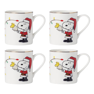 Lenox Snoopy Christmas Mugs, Set of 4 Multi, IVORY PORCELAIN 896325