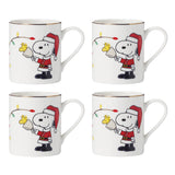 Snoopy Holiday Porcelain Mugs 4-Piece Set - Dishwasher & Microwave Safe