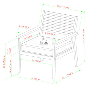 Modern Outdoor Zander Club Chair Set of 2 - Stylish Dark Brown Acacia Wood for Your Patio Retreat