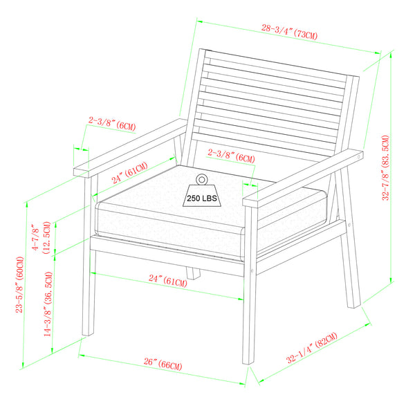 Modern Outdoor Zander Club Chair Set of 2 - Stylish Dark Brown Acacia Wood for Your Patio Retreat