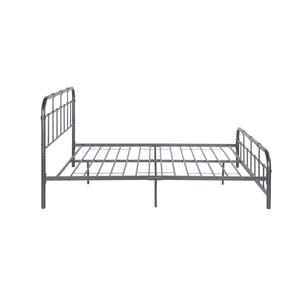 English Elm Queen Iron Platform Bed Pipe Style Frame No Box Spring Needed Industrial Loft Bedroom Charcoal Grey 64072.00CHARGRY-Q