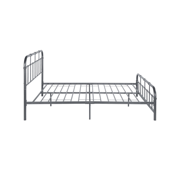 English Elm Queen Iron Platform Bed Pipe Style Frame No Box Spring Needed Industrial Loft Bedroom Charcoal Grey 64072.00CHARGRY-Q